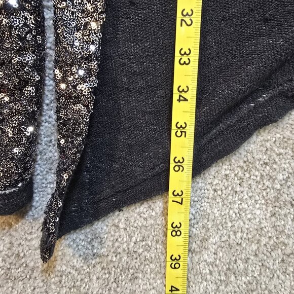 Juicy Couture Long Vest Sequin Trim Pockets Gray Open Front Glam Party Women XL - Picture 5 of 10